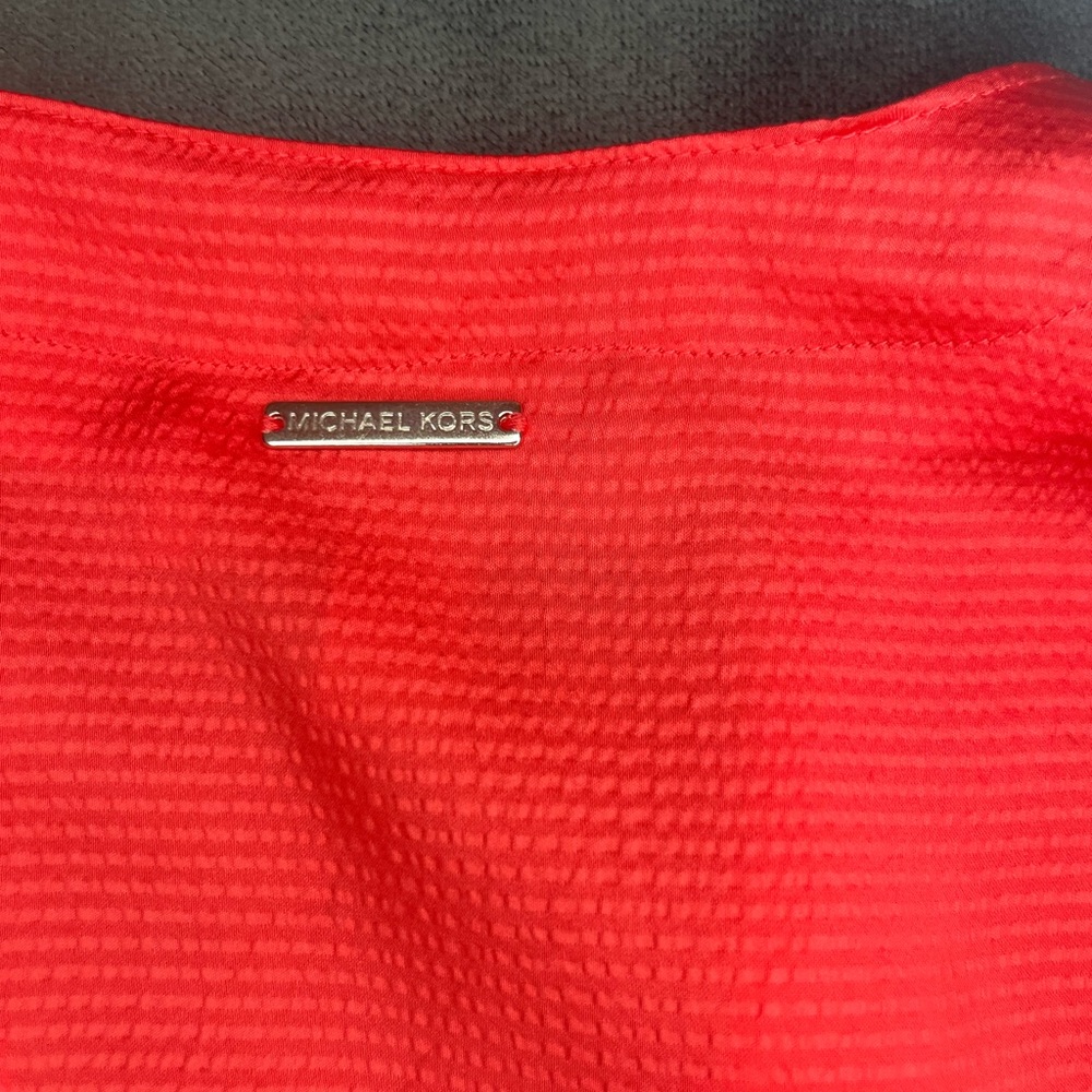 Michael Michael Kors Solid Satin Tie Top Geranium Size S - Picture 9 of 11